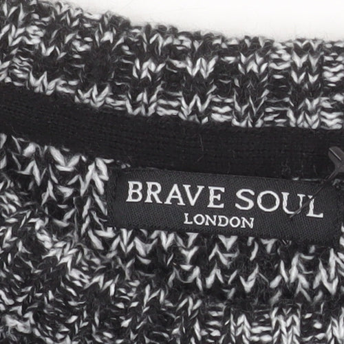 Brave Soul Men's Grey Chunky Knit Crew Neck Jumper Size M