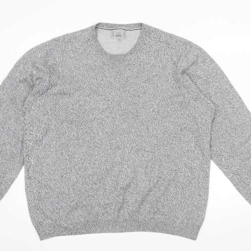 Marks and Spencer Men's Grey Cotton Blend Crew Neck Jumper XL Regular Fit