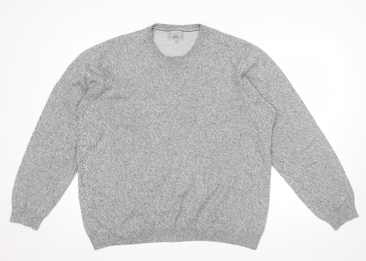 Marks and Spencer Men's Grey Cotton Blend Crew Neck Jumper XL Regular Fit