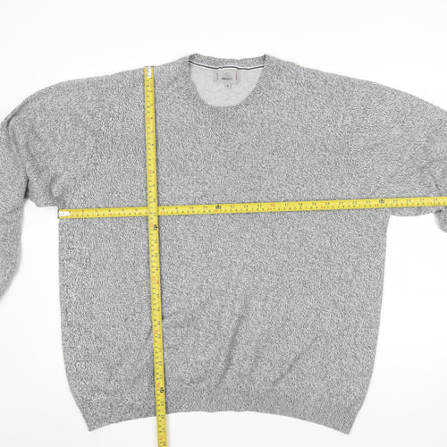 Marks and Spencer Men's Grey Cotton Blend Crew Neck Jumper XL Regular Fit