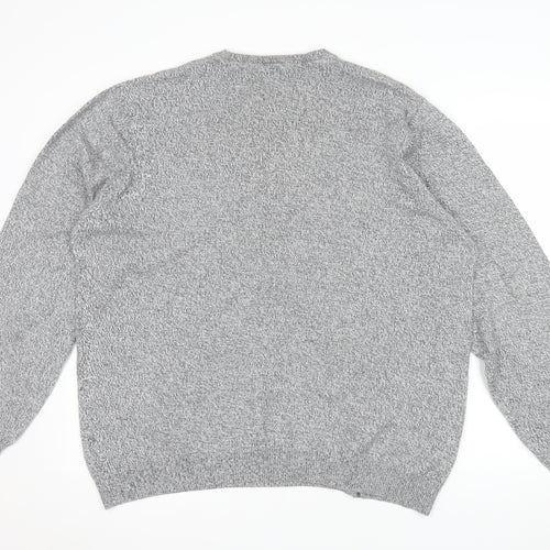Marks and Spencer Men's Grey Cotton Blend Crew Neck Jumper XL Regular Fit