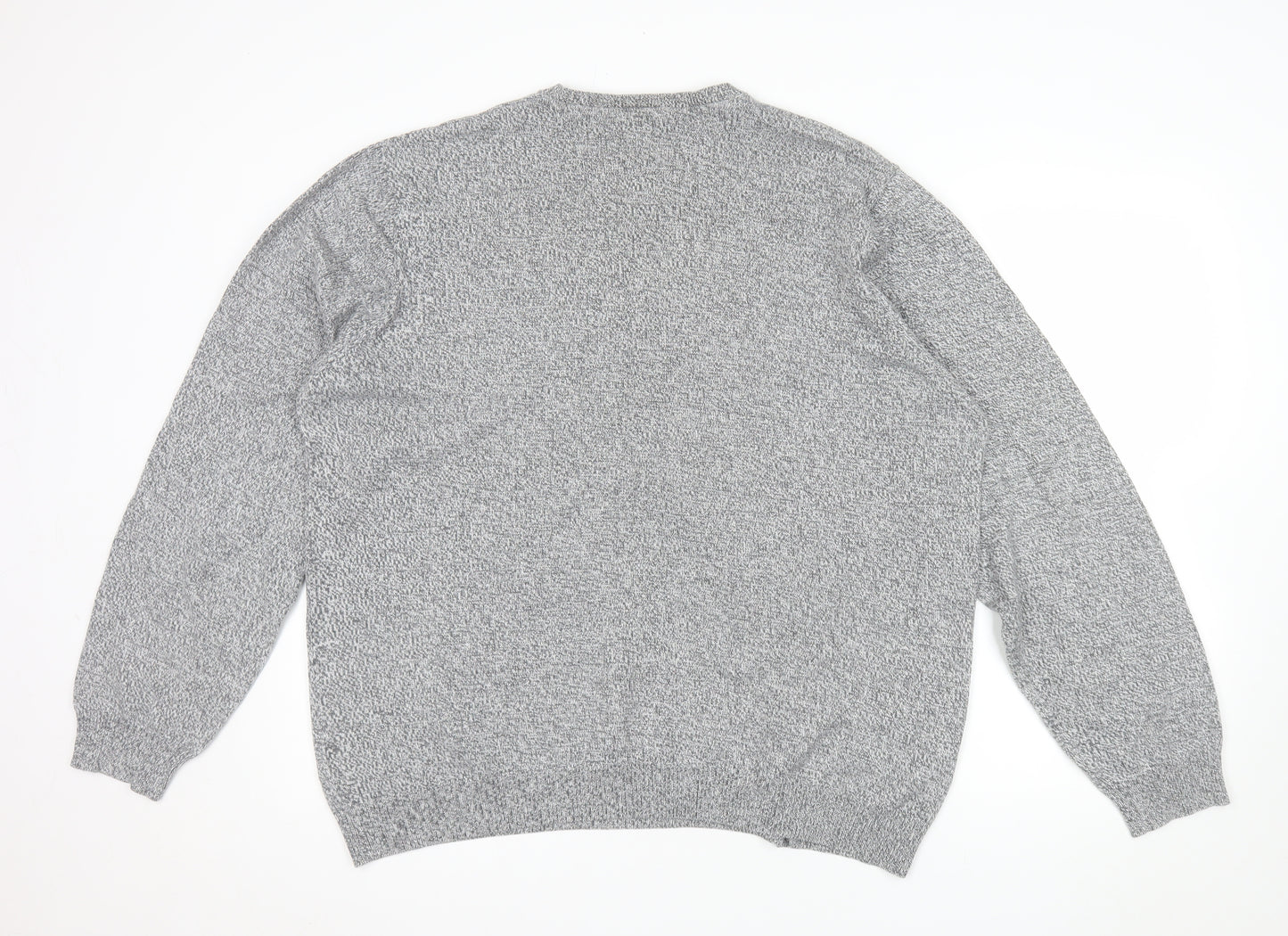Marks and Spencer Men's Grey Cotton Blend Crew Neck Jumper XL Regular Fit