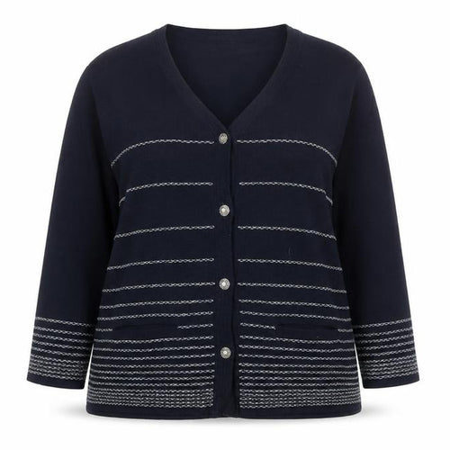 Sedagyl Women's Navy Cardigan XL Acrylic Knit V-Neck Long Sleeve
