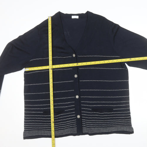 Sedagyl Women's Navy Cardigan XL Acrylic Knit V-Neck Long Sleeve