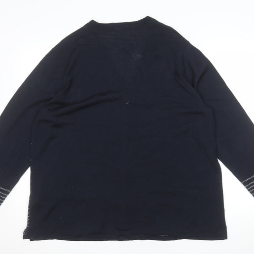 Sedagyl Women's Navy Cardigan XL Acrylic Knit V-Neck Long Sleeve