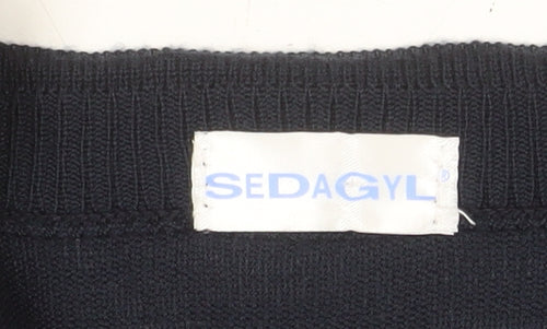 Sedagyl Women's Navy Cardigan XL Acrylic Knit V-Neck Long Sleeve
