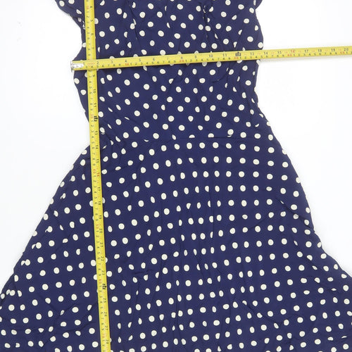 Wallis Women’s Blue Polka Dot A-Line Sleeveless Dress Size 10