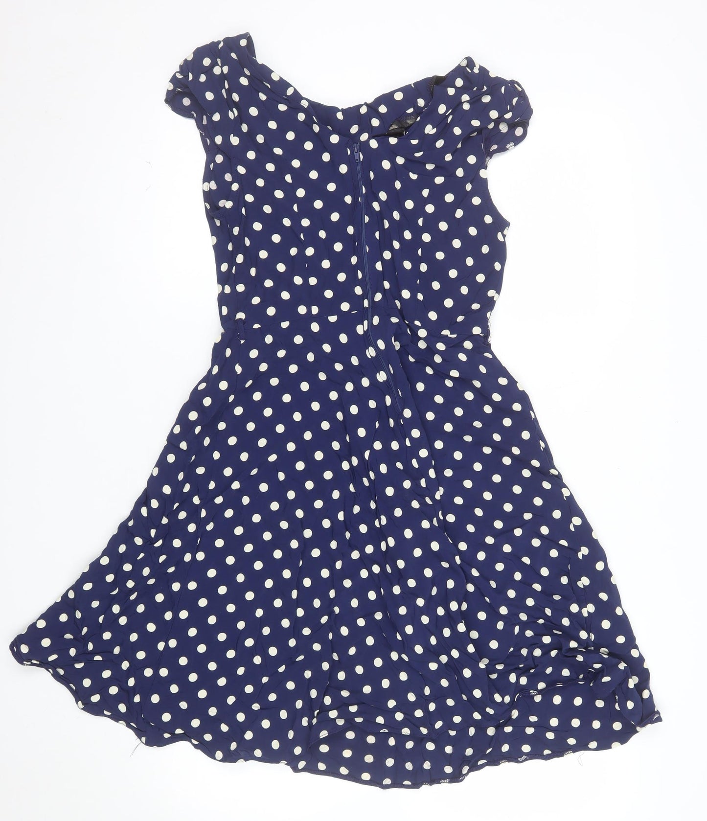 Wallis Women’s Blue Polka Dot A-Line Sleeveless Dress Size 10