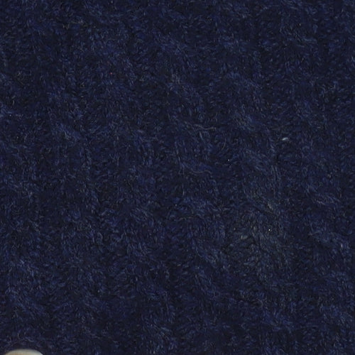 Rowland's Knitwear Men's Blue Wool Cable-Knit Jumper Medium