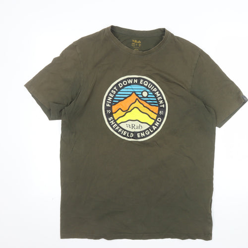 Rab Men's Green Graphic Outdoor Cotton T-Shirt Size L