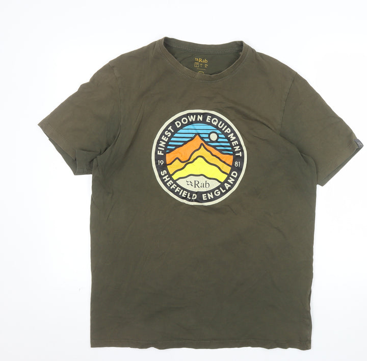 Rab Men's Green Graphic Outdoor Cotton T-Shirt Size L
