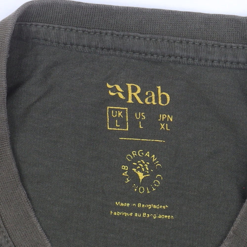 Rab Men's Green Graphic Outdoor Cotton T-Shirt Size L