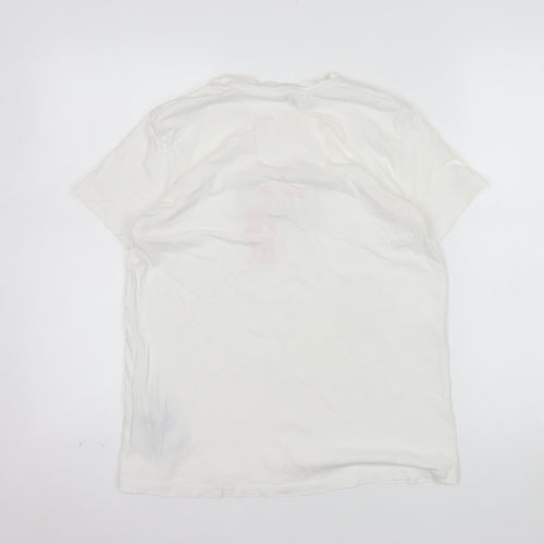 Diesel Womens White Cotton Logo Embroidered T-Shirt M