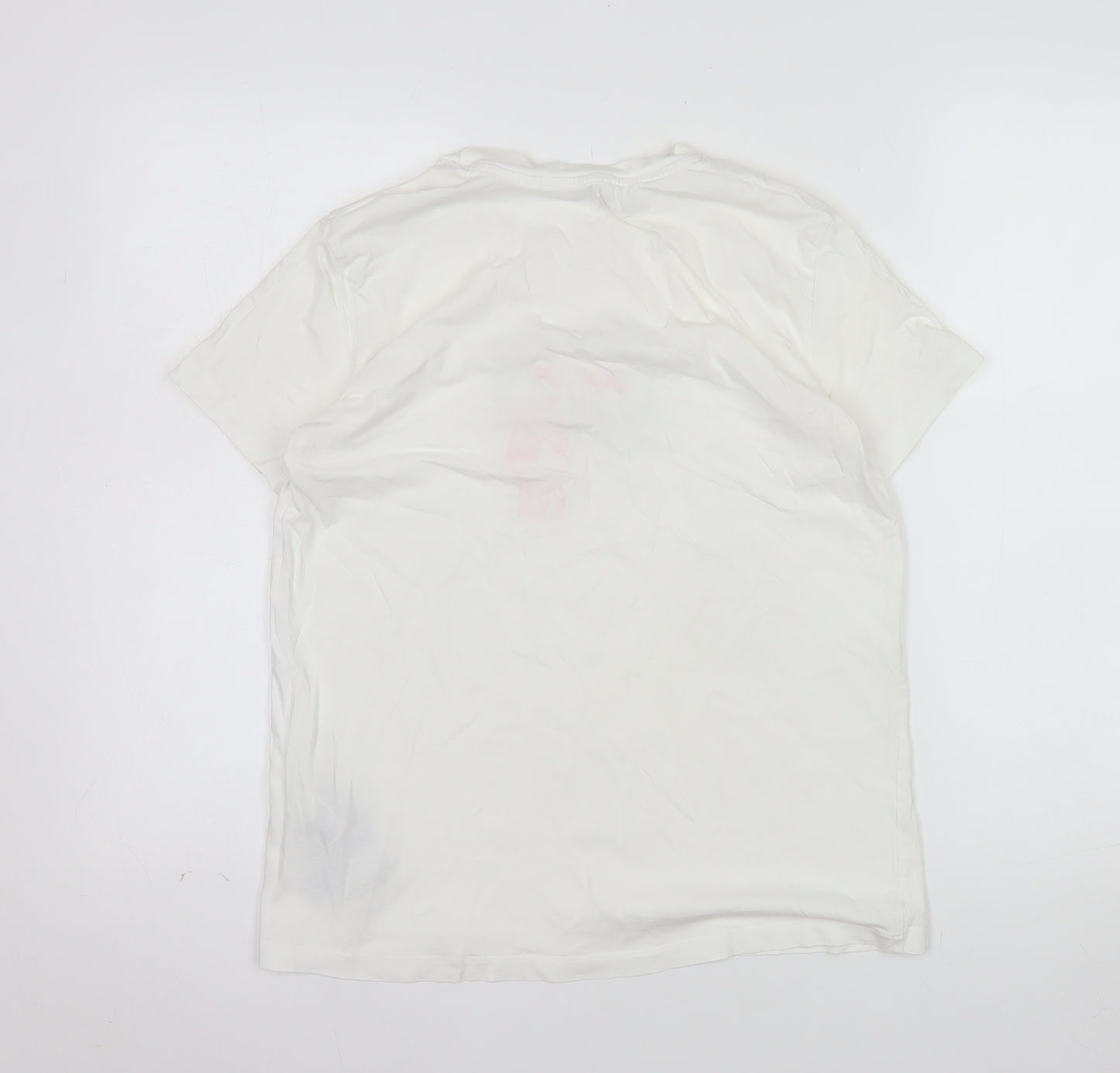 Diesel Womens White Cotton Logo Embroidered T-Shirt M