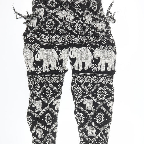 Apricot Womens Black Elephant Print Harem Trousers Size 8