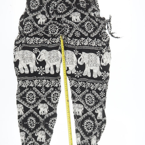 Apricot Womens Black Elephant Print Harem Trousers Size 8