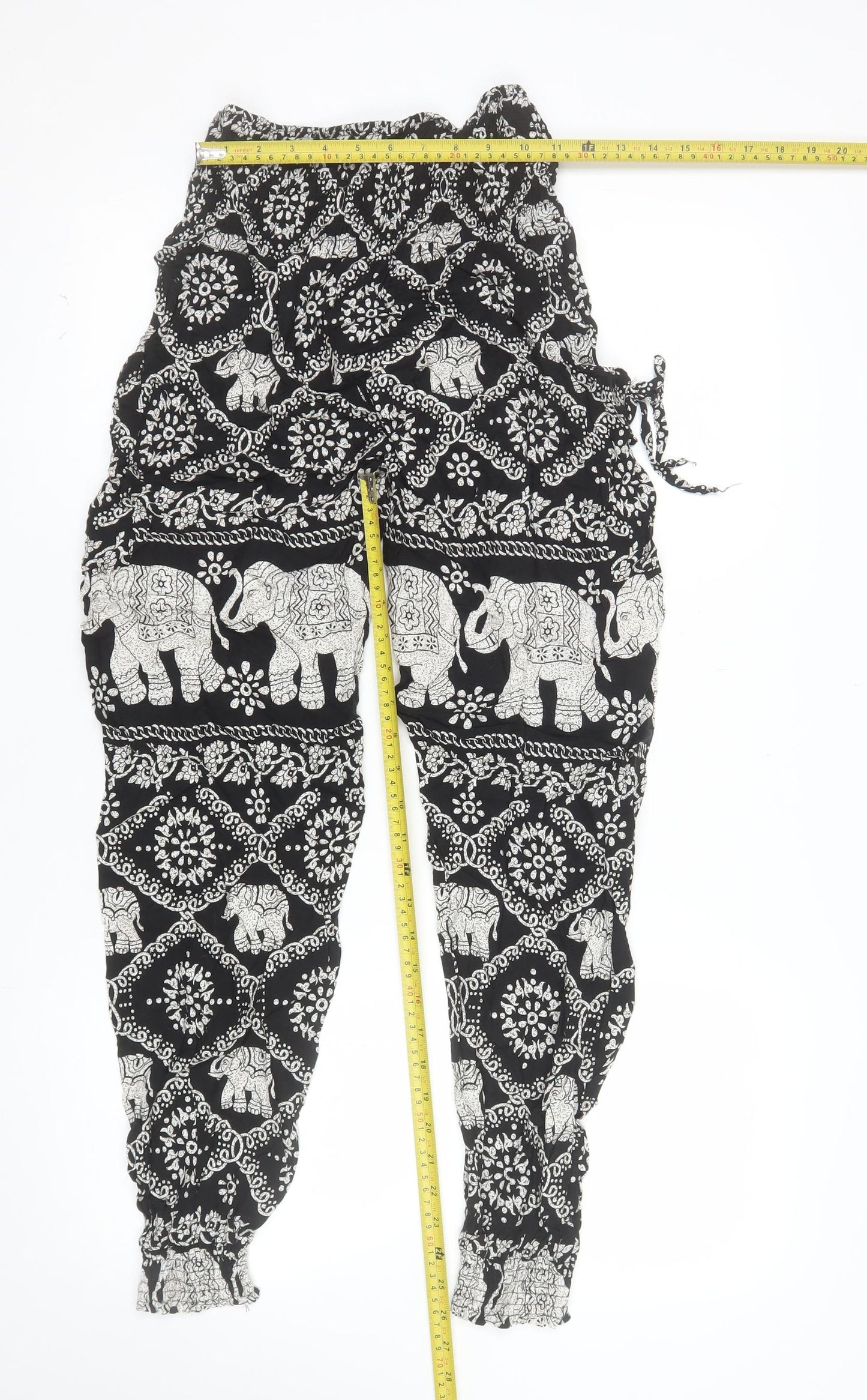 Apricot Womens Black Elephant Print Harem Trousers Size 8