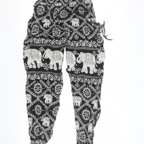 Apricot Womens Black Elephant Print Harem Trousers Size 8