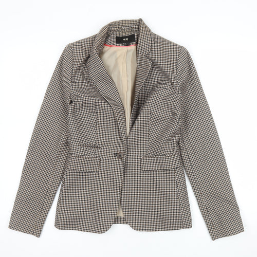 H&M Women's Brown Houndstooth Slim Fit Blazer Size 4