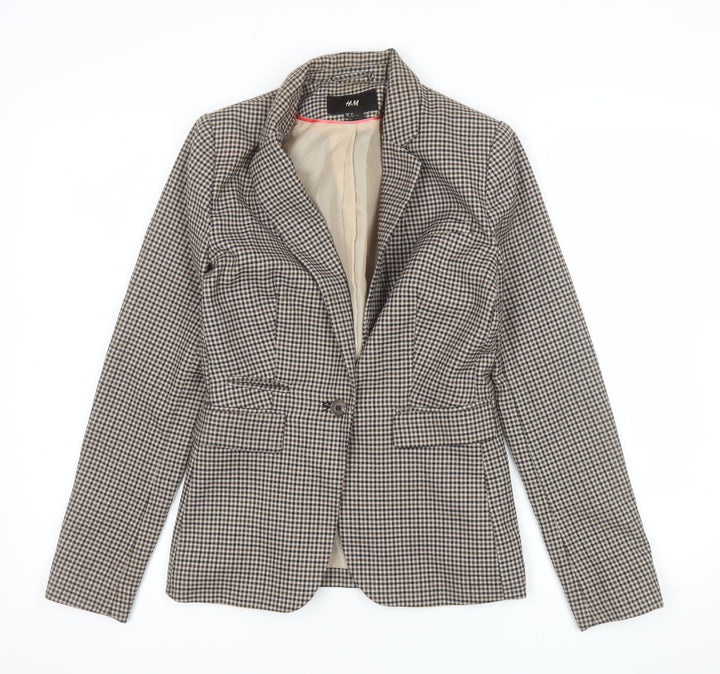 H&M Women's Brown Houndstooth Slim Fit Blazer Size 4
