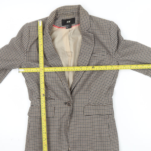 H&M Women's Brown Houndstooth Slim Fit Blazer Size 4