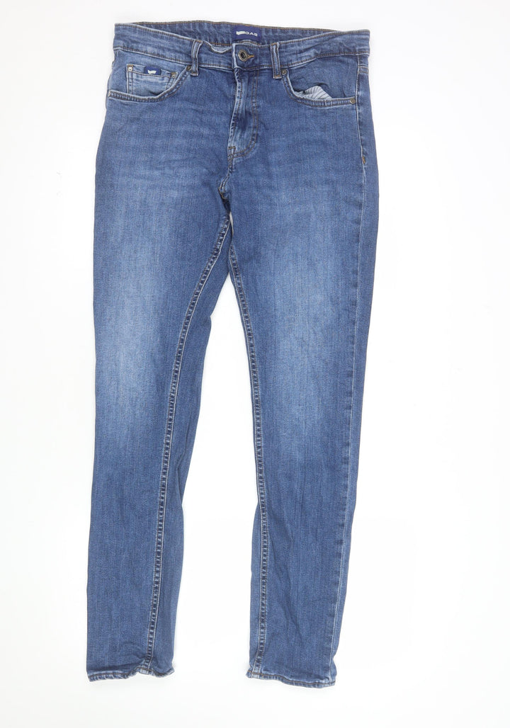 GAS Men Blue 34x32 Regular Fit Straight Denim Jeans