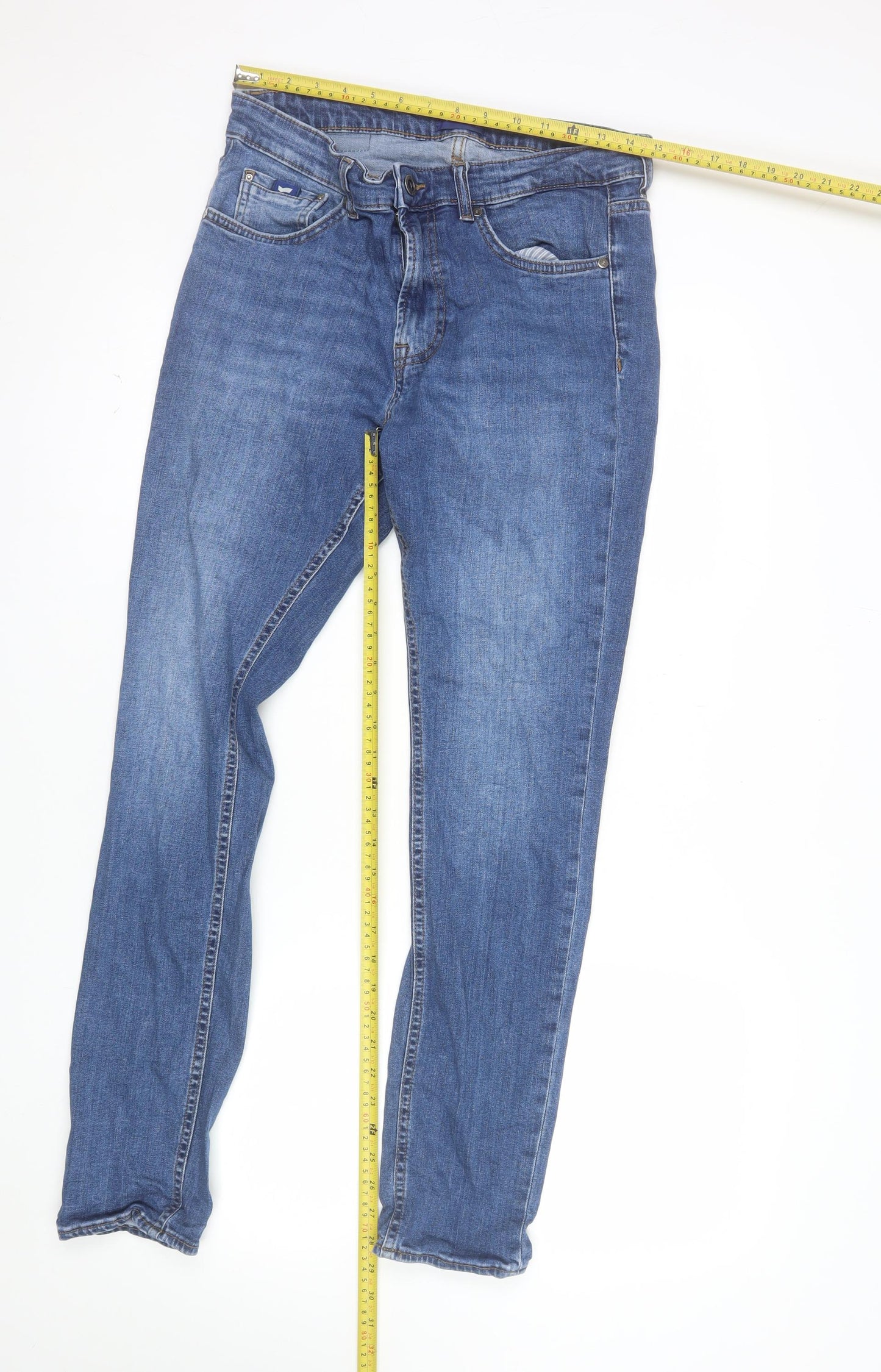 GAS Men Blue 34x32 Regular Fit Straight Denim Jeans