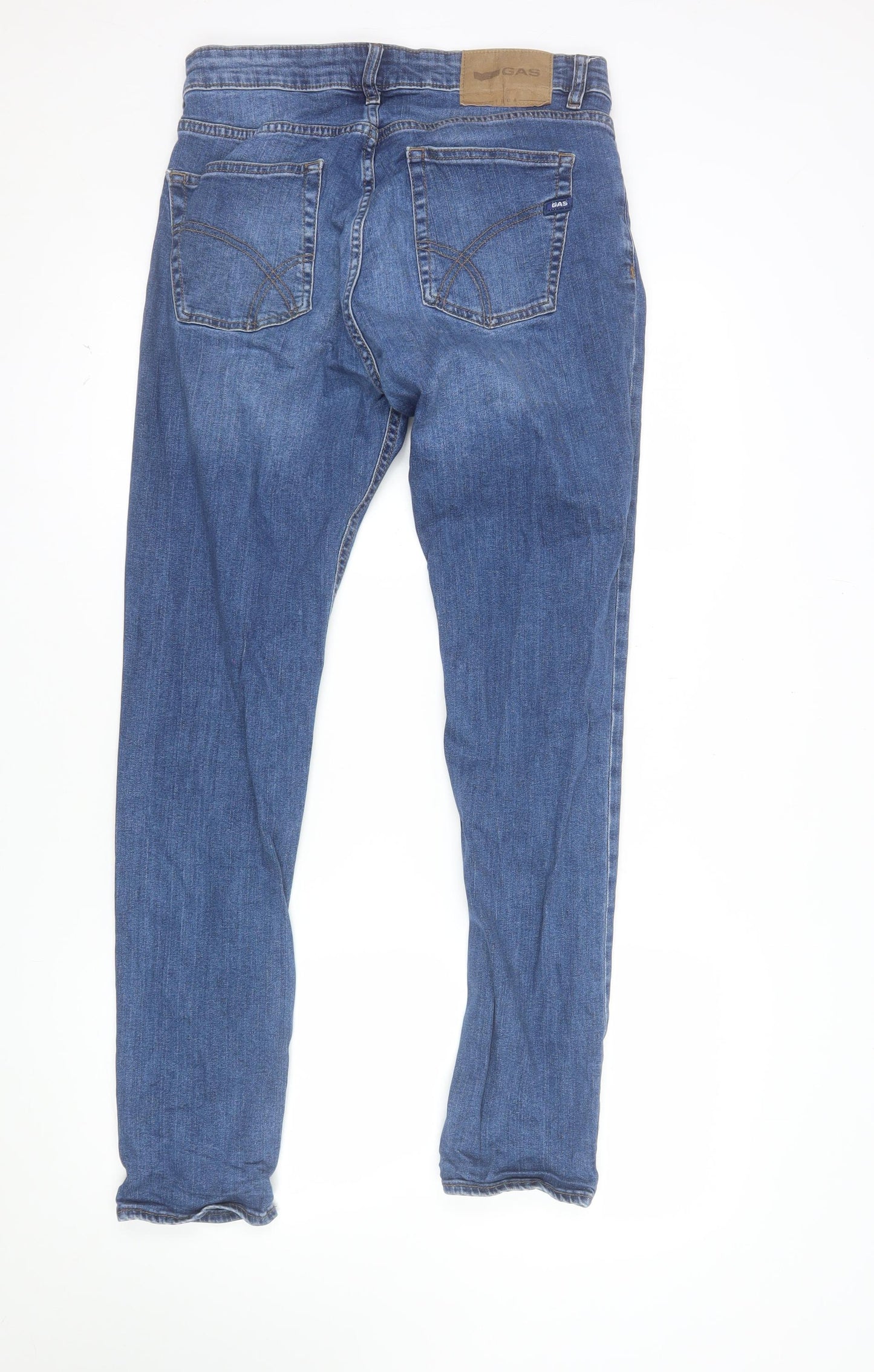 GAS Men Blue 34x32 Regular Fit Straight Denim Jeans