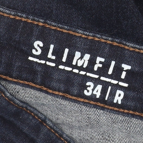 George Men's Blue Slim Fit Denim Jeans 34W 32L Straight Leg
