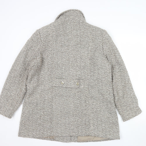 Julipa Women's Beige Tweed Mid-Length Overcoat Size 18 Lined Button