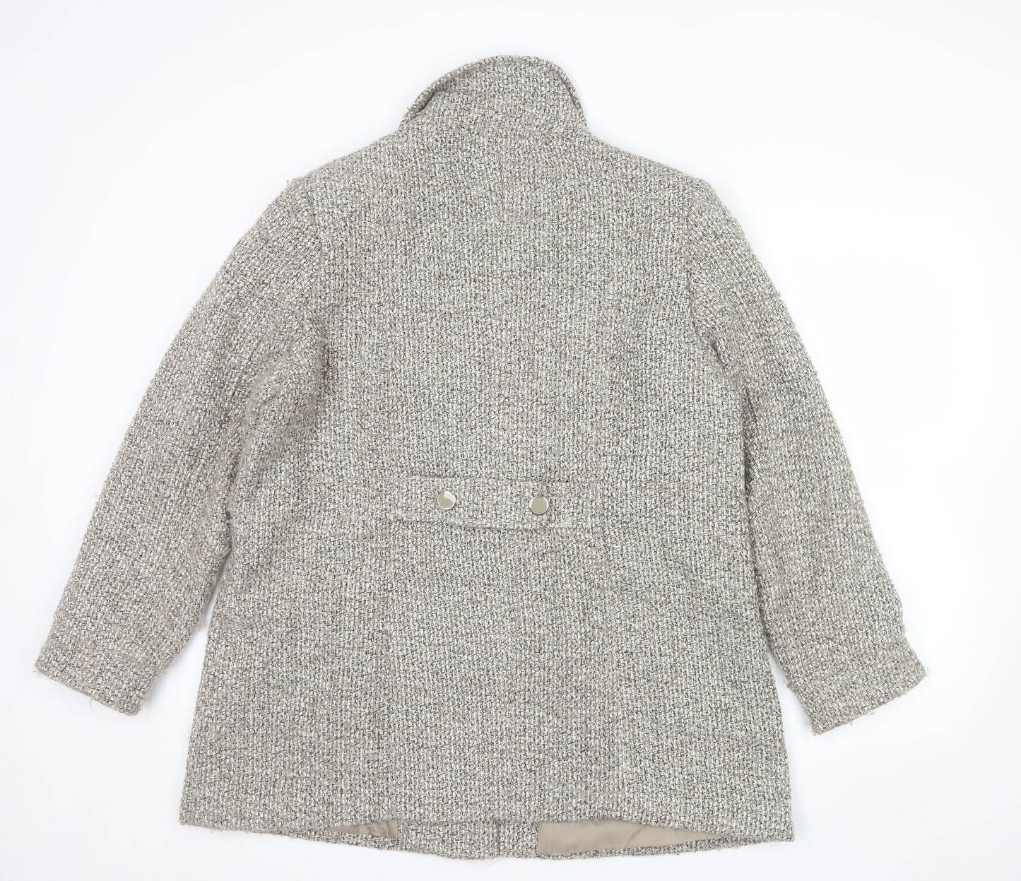 Julipa Women's Beige Tweed Mid-Length Overcoat Size 18 Lined Button