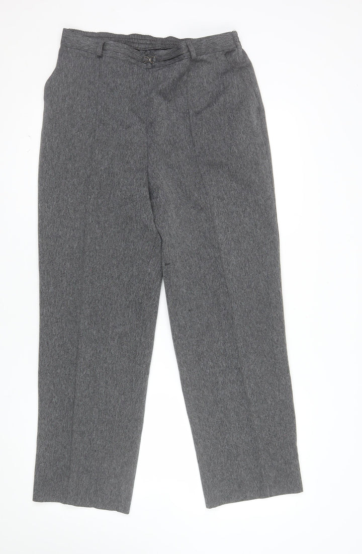 Marks and Spencer Womens Grey Size 14 Polyester Straight Leg Trousers