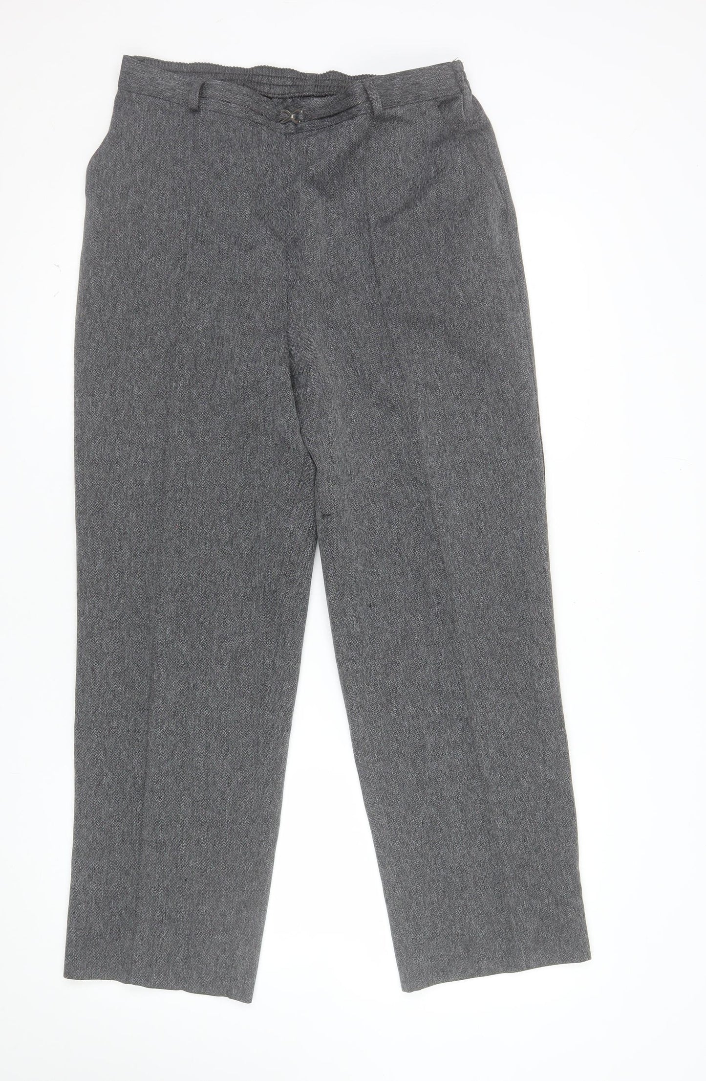 Marks and Spencer Womens Grey Size 14 Polyester Straight Leg Trousers
