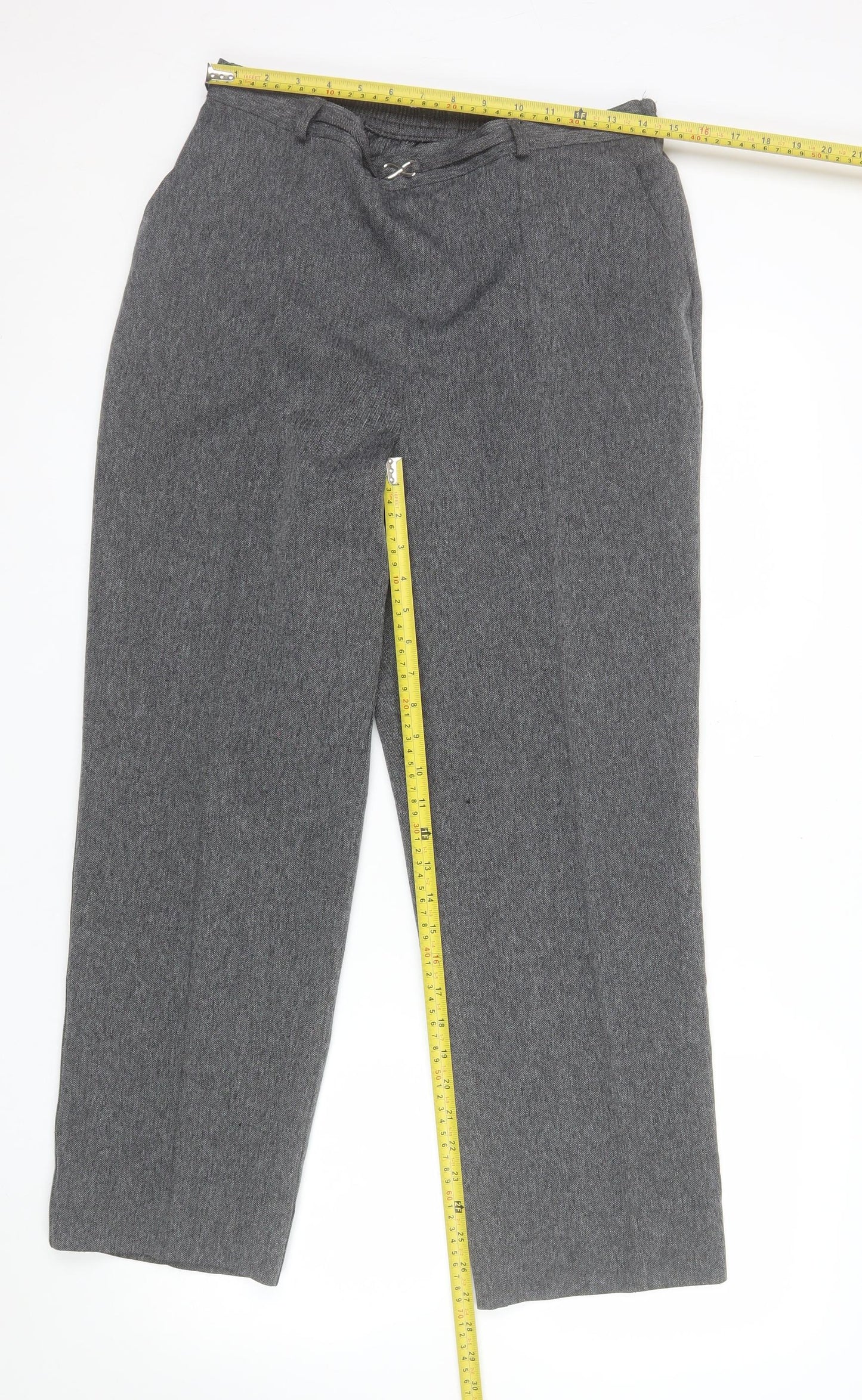 Marks and Spencer Womens Grey Size 14 Polyester Straight Leg Trousers