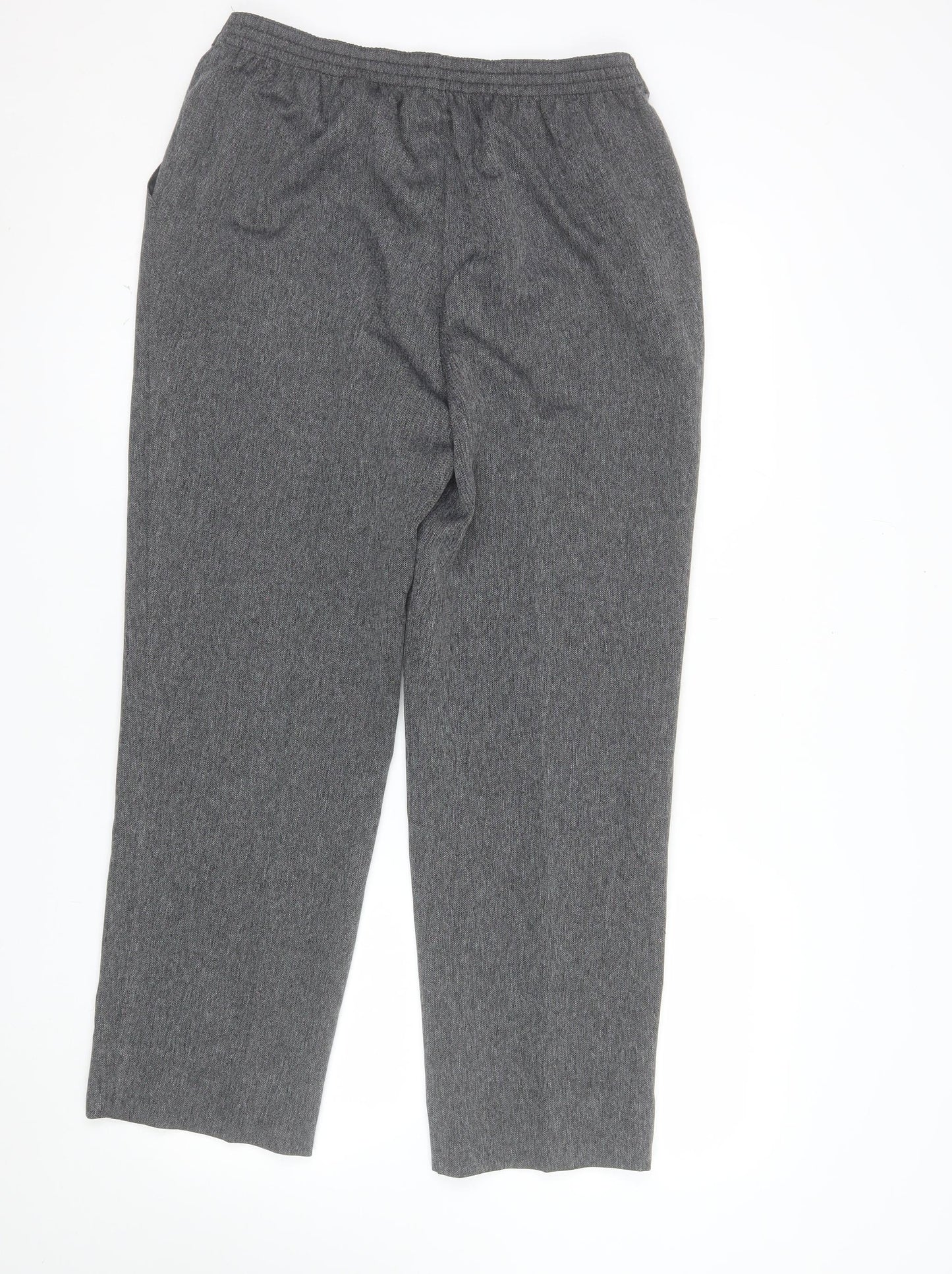 Marks and Spencer Womens Grey Size 14 Polyester Straight Leg Trousers