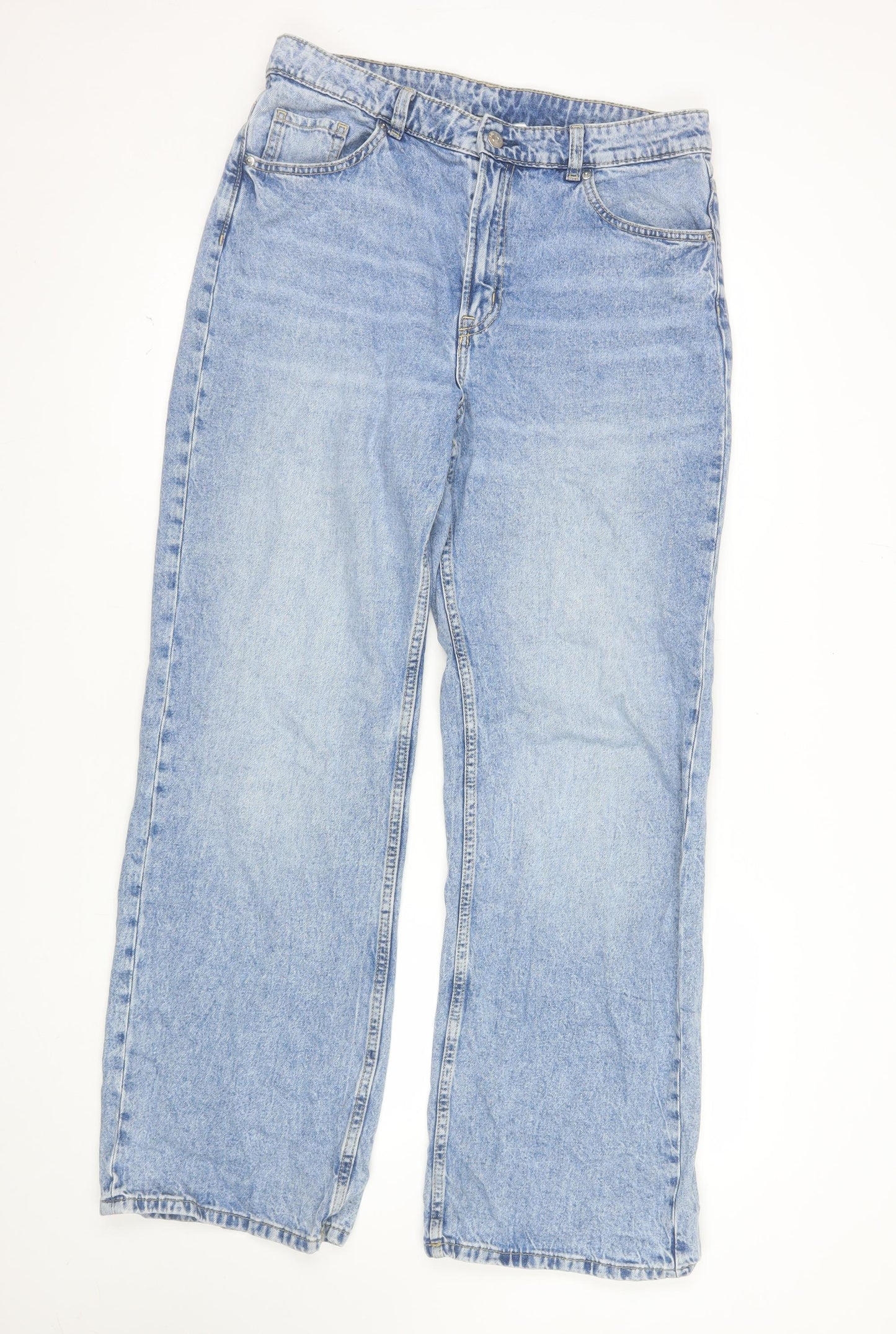 H&M Divided Women's Blue Wide-Leg High Rise Jeans Size 14