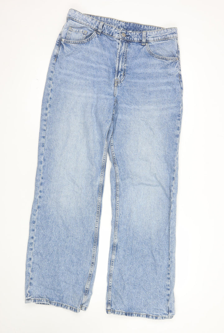 H&M Divided Women's Blue Wide-Leg High Rise Jeans Size 14