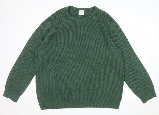 Marks and Spencer Men's Green 3XL Chunky Knit Wool Pullover Jumper