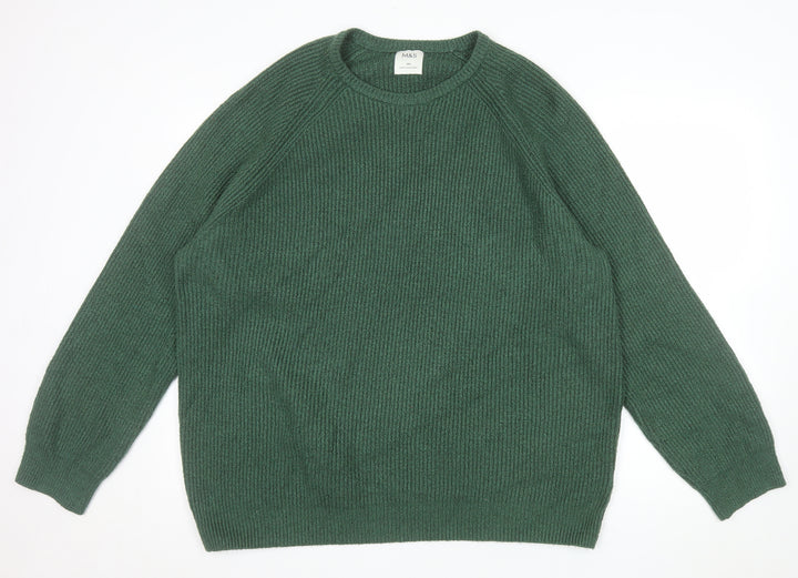Marks and Spencer Men's Green 3XL Chunky Knit Wool Pullover Jumper
