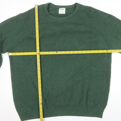Marks and Spencer Men's Green 3XL Chunky Knit Wool Pullover Jumper