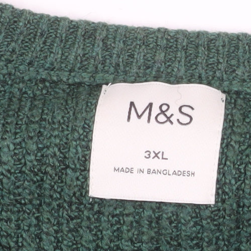 Marks and Spencer Men's Green 3XL Chunky Knit Wool Pullover Jumper