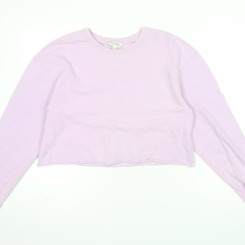 Miss Selfridge Women Lilac Crop Pullover Sweatshirt UK 8 Cotton