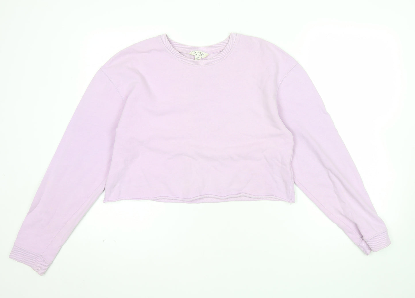 Miss Selfridge Women Lilac Crop Pullover Sweatshirt UK 8 Cotton
