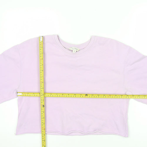 Miss Selfridge Women Lilac Crop Pullover Sweatshirt UK 8 Cotton