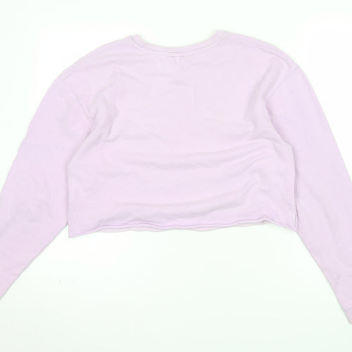 Miss Selfridge Women Lilac Crop Pullover Sweatshirt UK 8 Cotton
