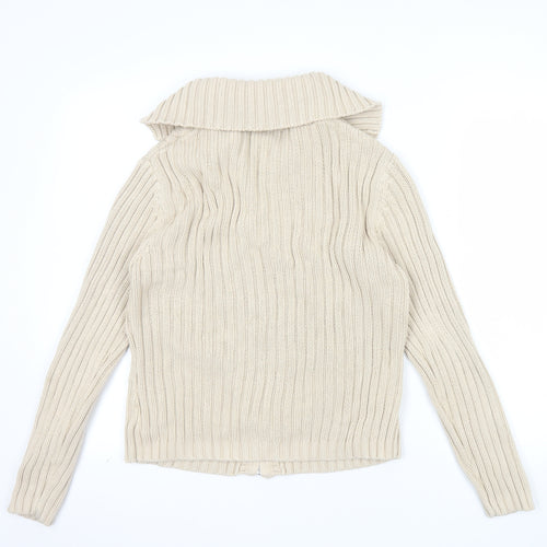 Next Women Beige Cable-Knit Full Zip Cotton Cardigan UK 12