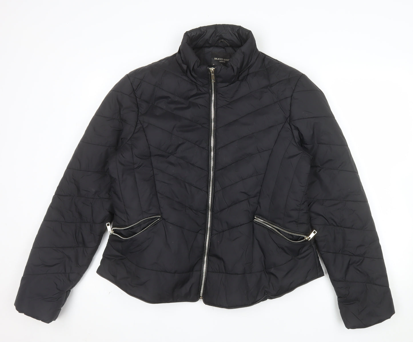 Brave Soul Women's Black Quilted Puffer Jacket Size 16 XL