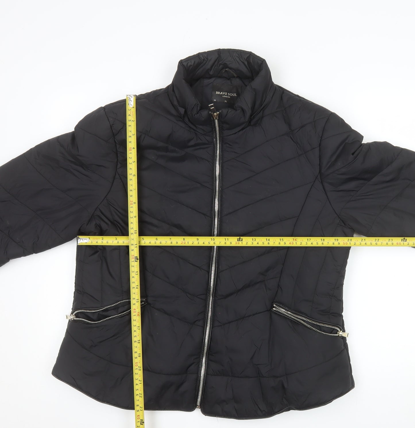 Brave Soul Women's Black Quilted Puffer Jacket Size 16 XL