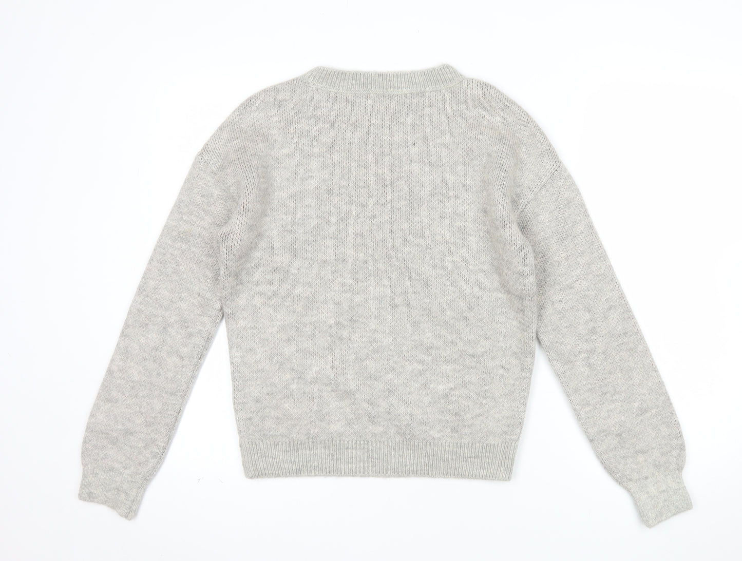 Tu Womens Grey City Print Knit Jumper Size 8 Crew Neck Pullover