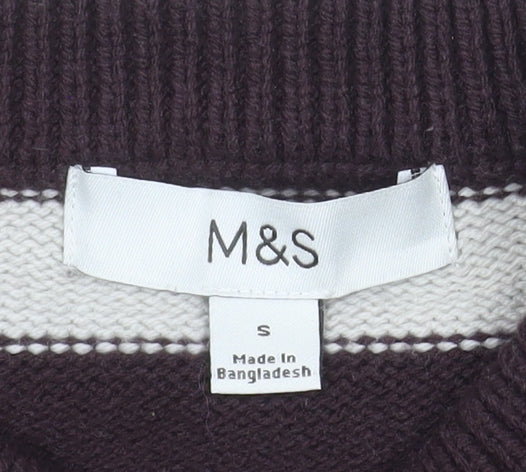 Marks and Spencer Women’s Brown Striped Crew Neck Jumper Size S